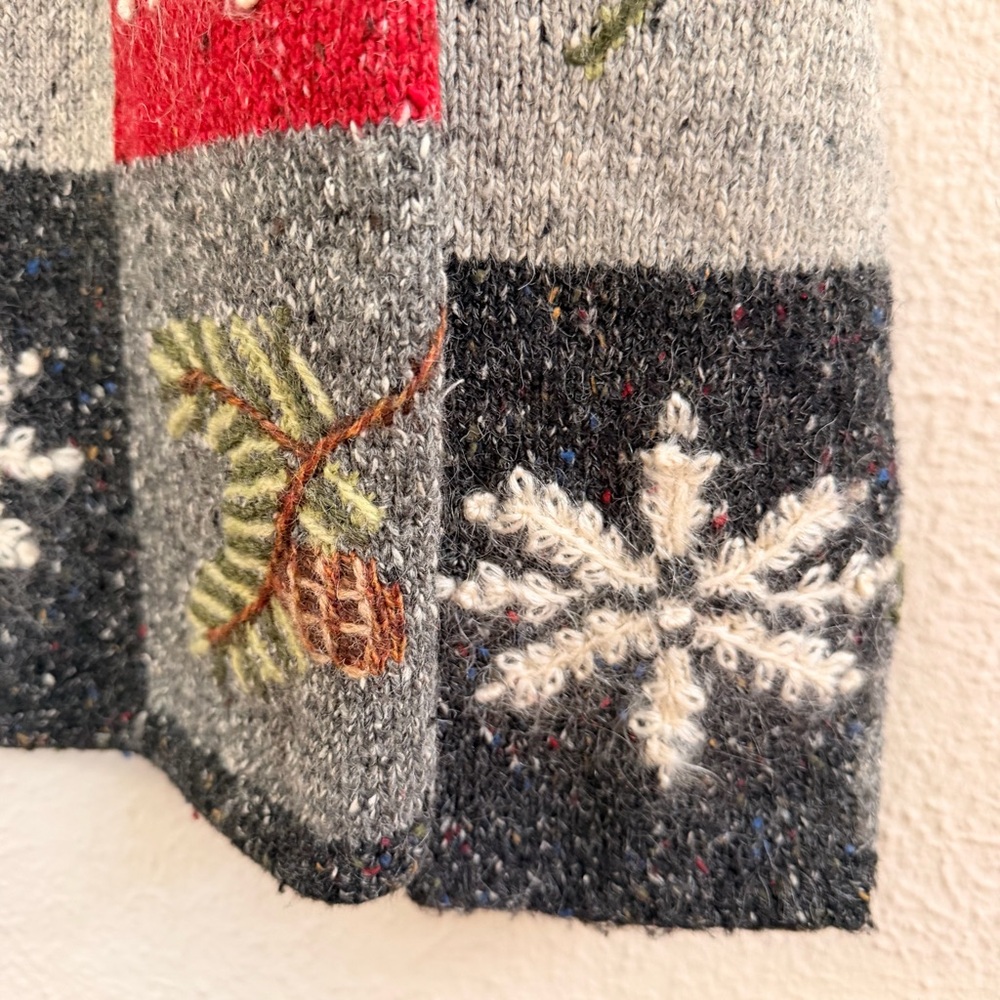 Talbots patchwork snowflake wool blend cardigan - image 8